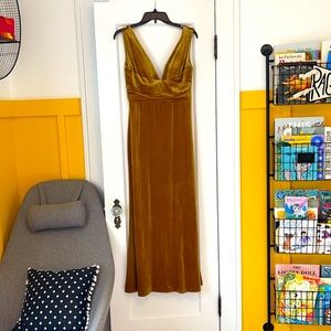 Bridesmaid Gold Velvet Dress